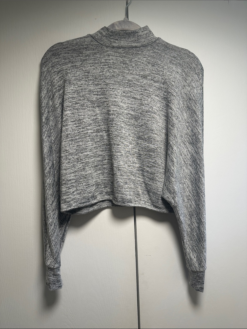Dynamite Gray Marled Cropped Turtleneck Sweater